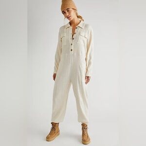 Free People Beach Calico One-Piece Button Front Jumpsuit Size XS